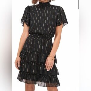 Womens MSK Flutter Sleeve Smock Neck Tiered Fit & Flare Dress size 1X. R13A